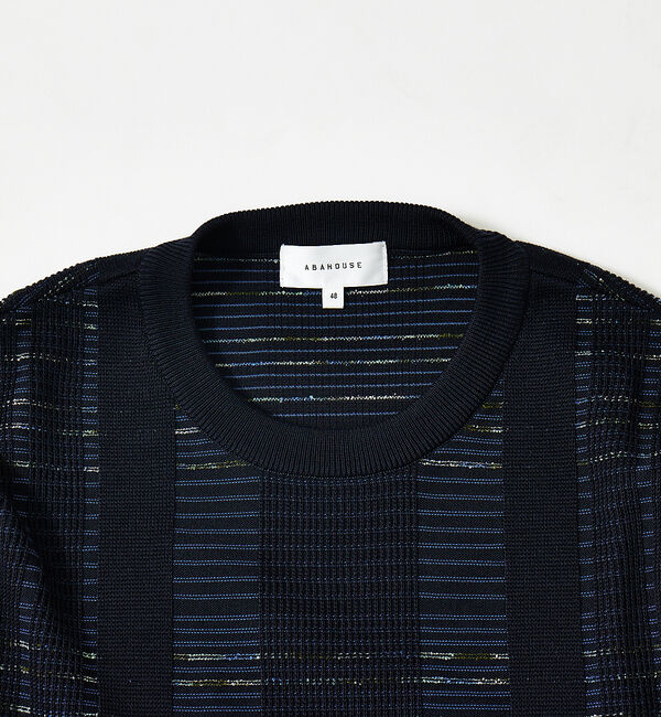 ABAHOUSE「【ラメ混シャドーブロック】プルオーバー ニット」|ニット・セーター|