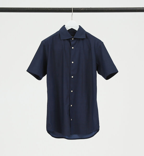ABAHOUSE「マルチストレッチファブリックプリント 半袖 シャツ」|シャツ・ブラウス|ダークネイビー