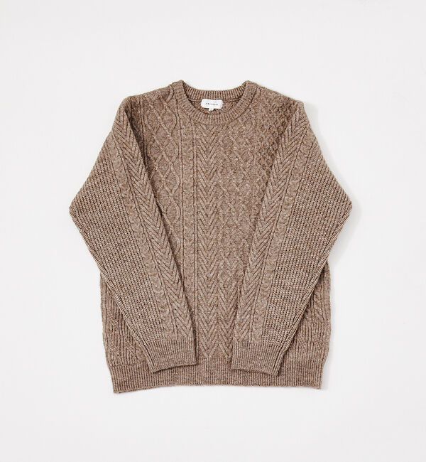 ABAHOUSE「【アラン編】パッチワーク クルーネック ニット」|ニット・セーター|ベージュ