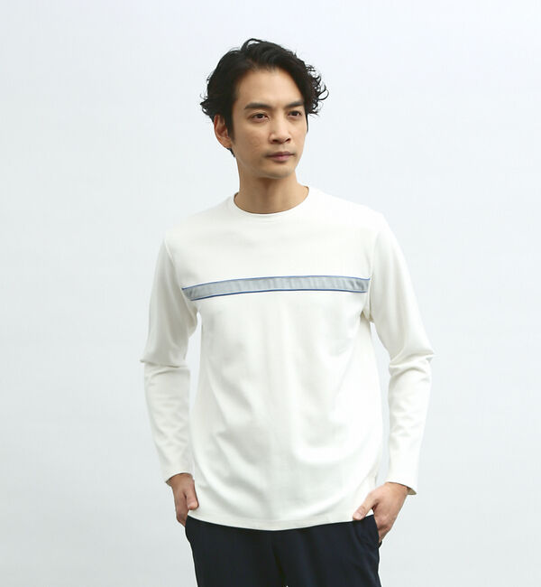 ABAHOUSE「【フロントパイピング】切り替え ポンチ ロングスリーブTシャツ」|Tシャツ・カットソー|ホワイト