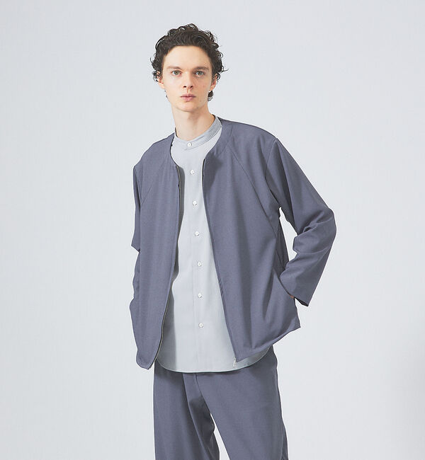 ABAHOUSE「【セットアップ対応】ノーカラー ジップ 　ブルゾン」|ブルゾン・スタジャン|ブルーグレー