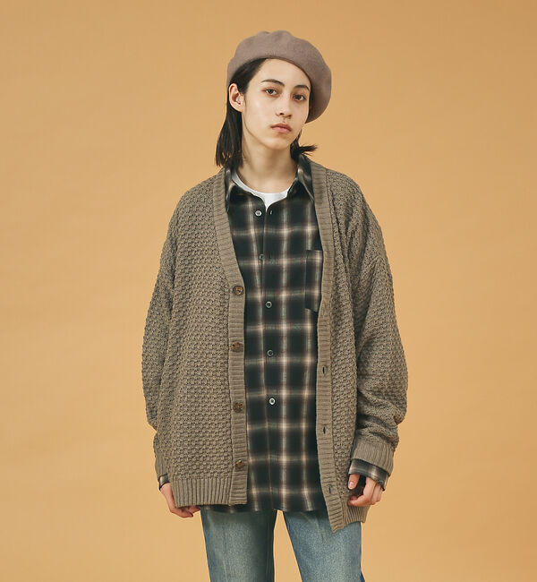 ABAHOUSE「【WEB限定】リップル編みVネックカーディガン/ アンサンブル/ユニセックス/R」|カーディガン|グレー