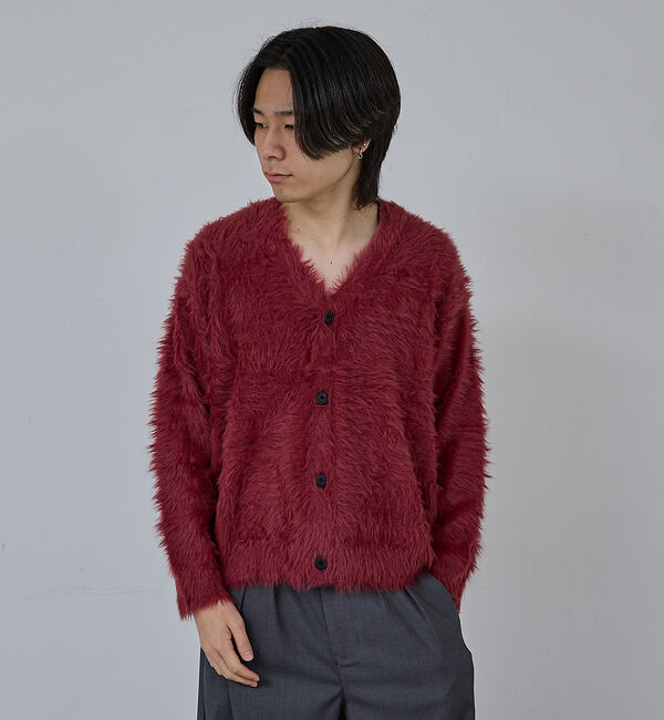 ABAHOUSE「【AH ABAHOUSE】ロングシャギー ニットカーディガン」|カーディガン|ワイン