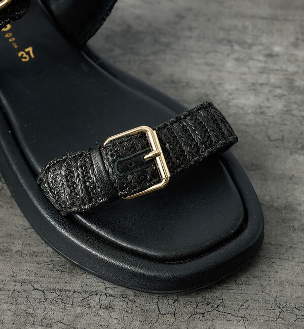 Rouge vif「【PAOLO BOVE / パオロ ボーヴ】ラフィアベルトサンダル / 厚底サン」|サンダル|