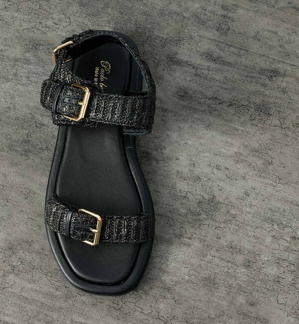 Rouge vif「【PAOLO BOVE / パオロ ボーヴ】ラフィアベルトサンダル / 厚底サン」|サンダル|