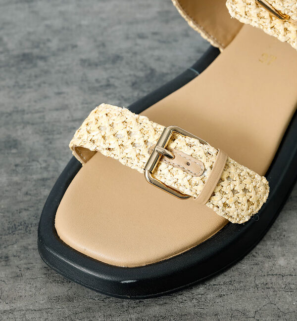 Rouge vif「【PAOLO BOVE / パオロ ボーヴ】ラフィアベルトサンダル / 厚底サン」|サンダル|