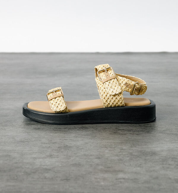 Rouge vif「【PAOLO BOVE / パオロ ボーヴ】ラフィアベルトサンダル / 厚底サン」|サンダル|