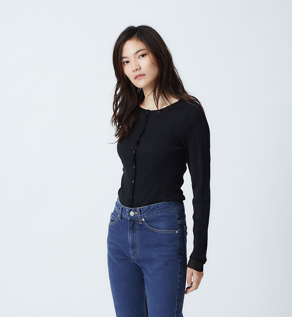 qualite「コットンランダムリブカーディガン」|カーディガン|