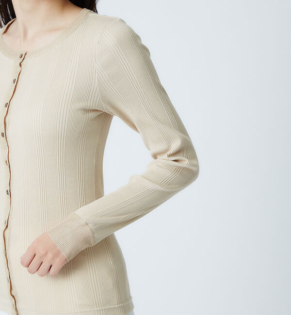 qualite「コットンランダムリブカーディガン」|カーディガン|