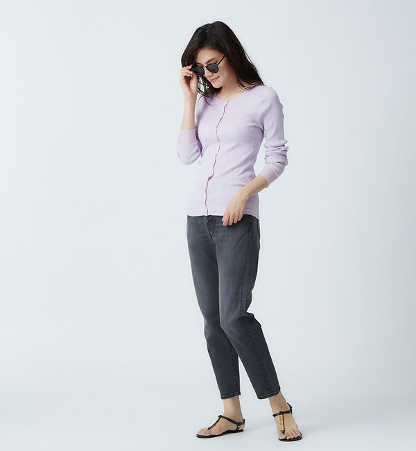 qualite「コットンランダムリブカーディガン」|カーディガン|