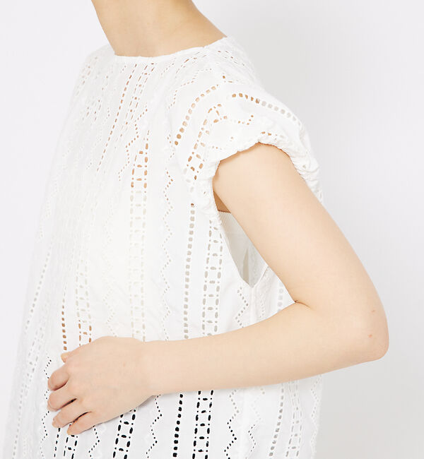 qualite「オーバーレースパフブラウス」|シャツ・ブラウス|