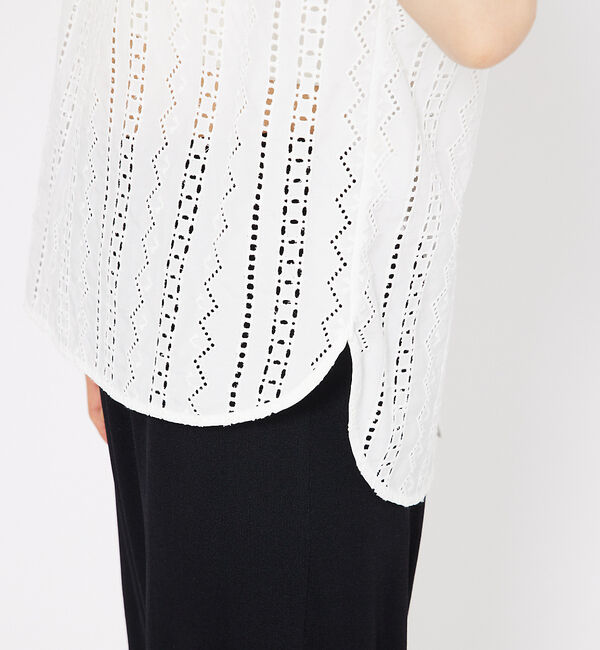 qualite「オーバーレースパフブラウス」|シャツ・ブラウス|