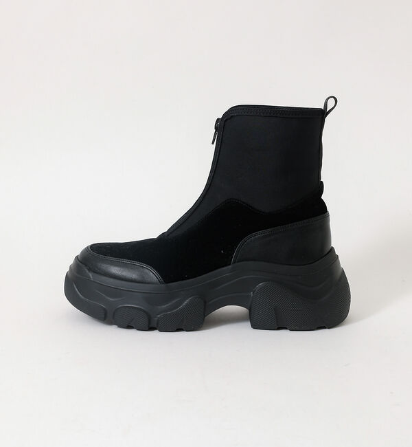 AU BANNISTER「【LAROUTE/軽量】フロントジップ 厚底ブーツ」|ショートブーツ|