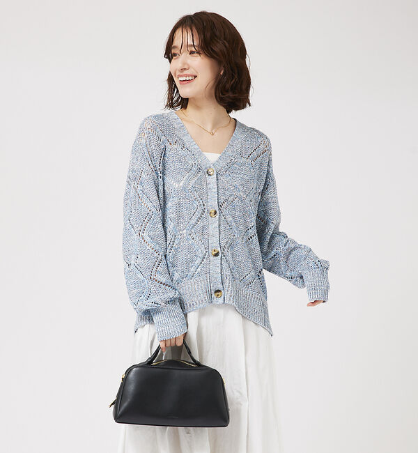 abahouse mavie「透かし編みカーデ」|カーディガン|