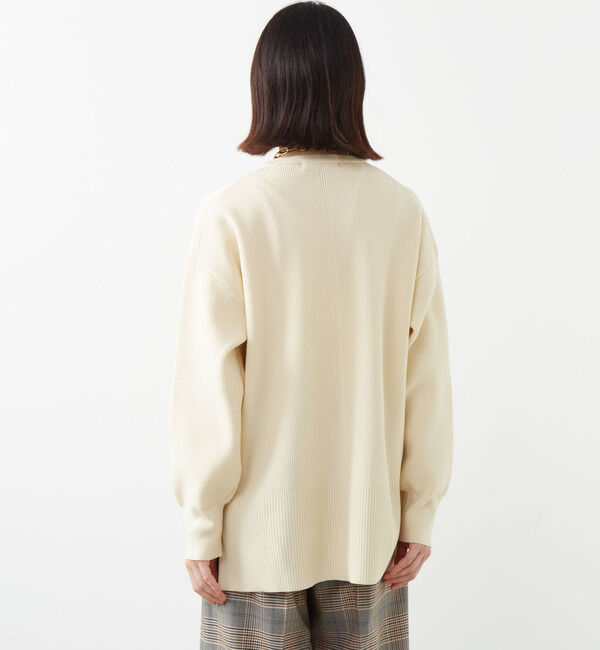 Soffitto「配色ボタンV開きミドル丈カーディガン」|カーディガン|