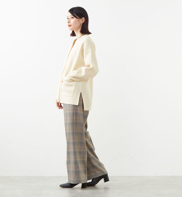 Soffitto「配色ボタンV開きミドル丈カーディガン」|カーディガン|