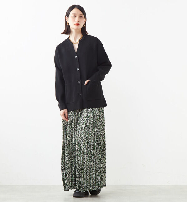 Soffitto「配色ボタンV開きミドル丈カーディガン」|カーディガン|