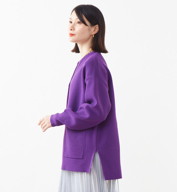 Soffitto「配色ボタンV開きミドル丈カーディガン」|カーディガン|