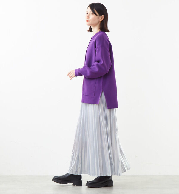 Soffitto「配色ボタンV開きミドル丈カーディガン」|カーディガン|