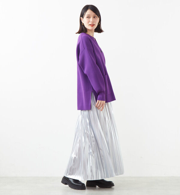 Soffitto「配色ボタンV開きミドル丈カーディガン」|カーディガン|