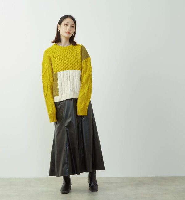 SOFFITTO「エナメルフェイクレザーパネルスカート」|スカート|