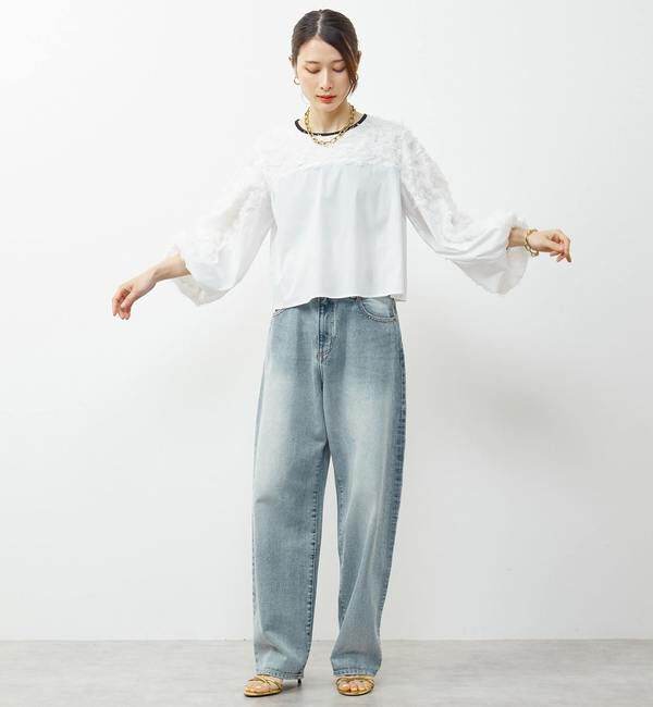 Soffitto「異素材使いカットジャガードブラウス」|シャツ・ブラウス|