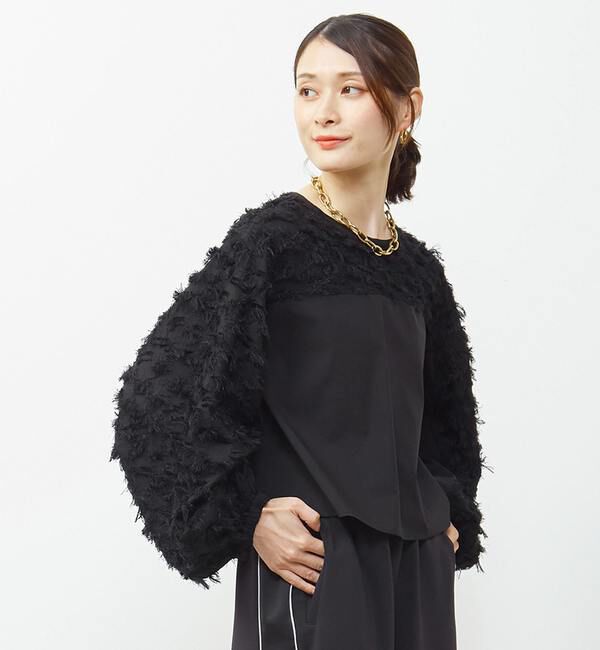 Soffitto「異素材使いカットジャガードブラウス」|シャツ・ブラウス|