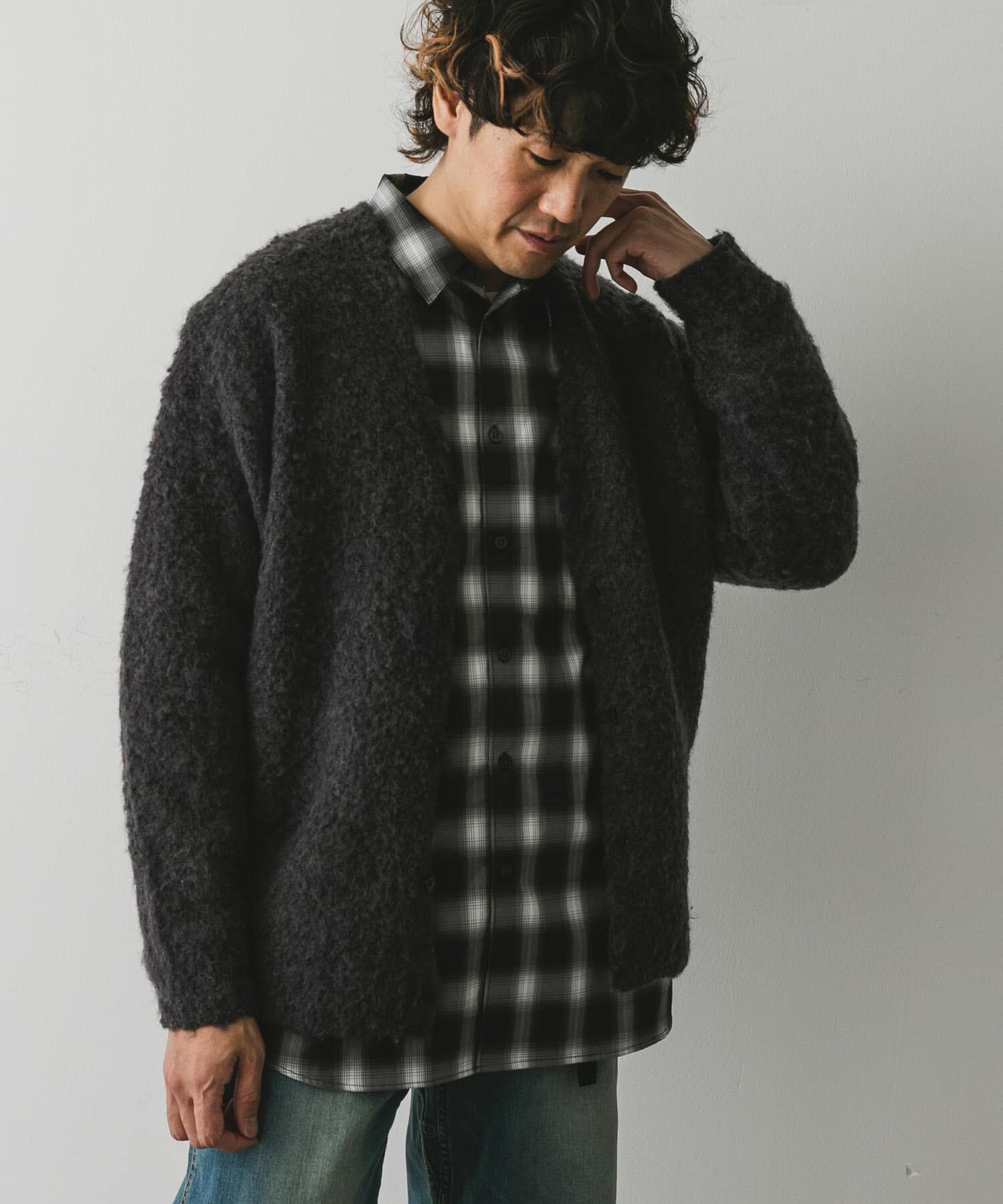 URBAN RESEARCH DOORS「MIXカラー ヘアリーニットカーディガン」|カーディガン|