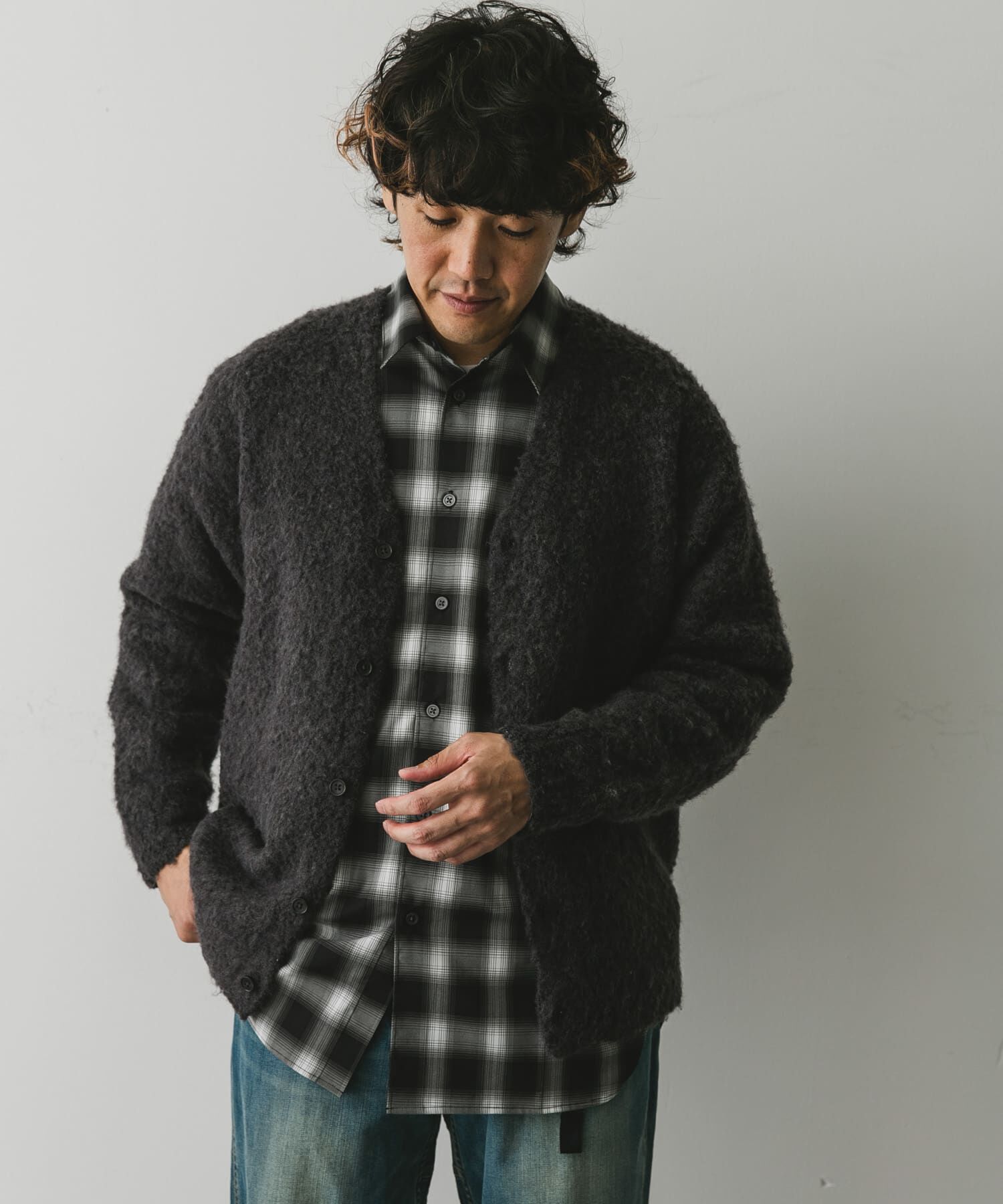 URBAN RESEARCH DOORS「MIXカラー ヘアリーニットカーディガン」|カーディガン|