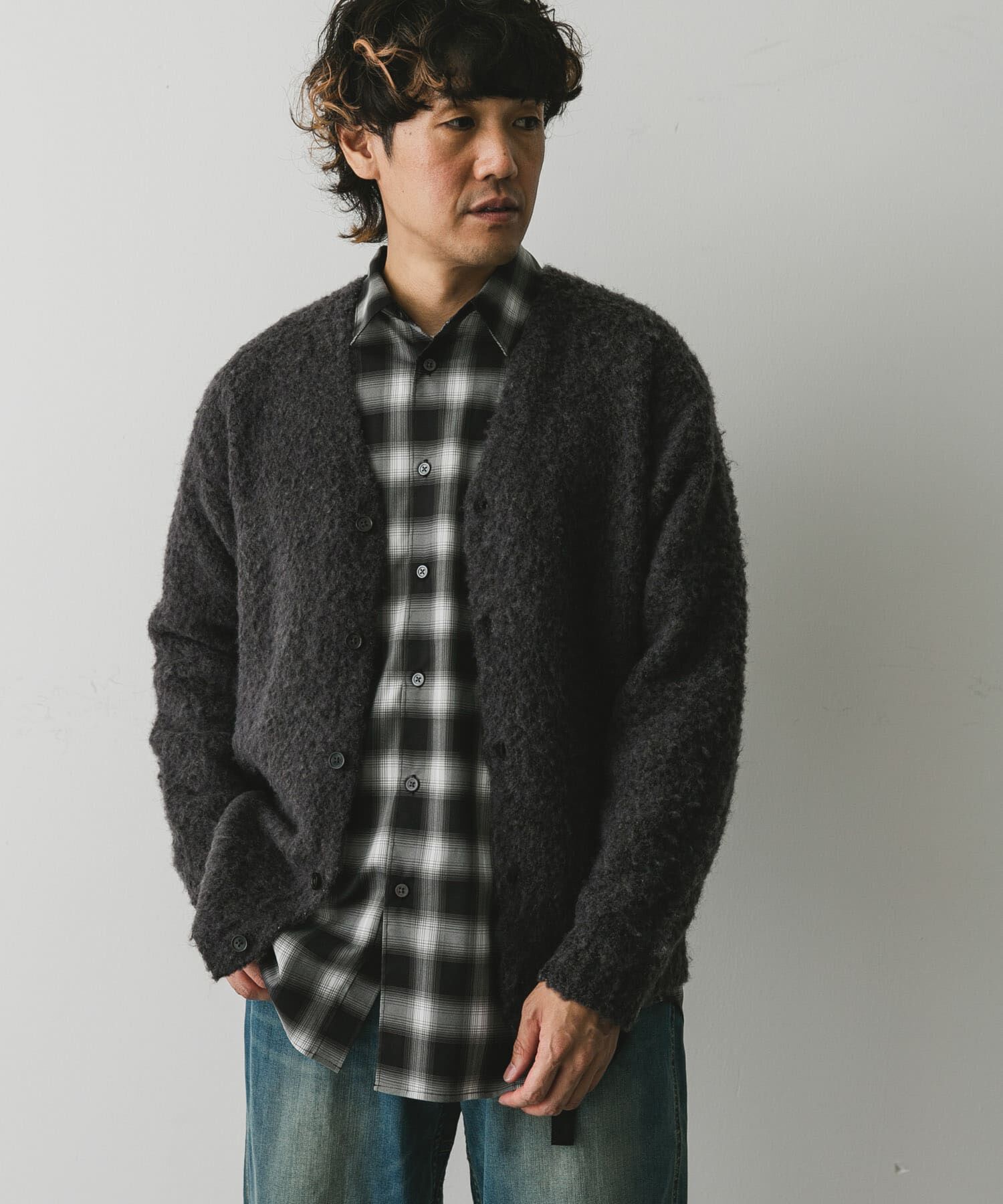 URBAN RESEARCH DOORS「MIXカラー ヘアリーニットカーディガン」|カーディガン|