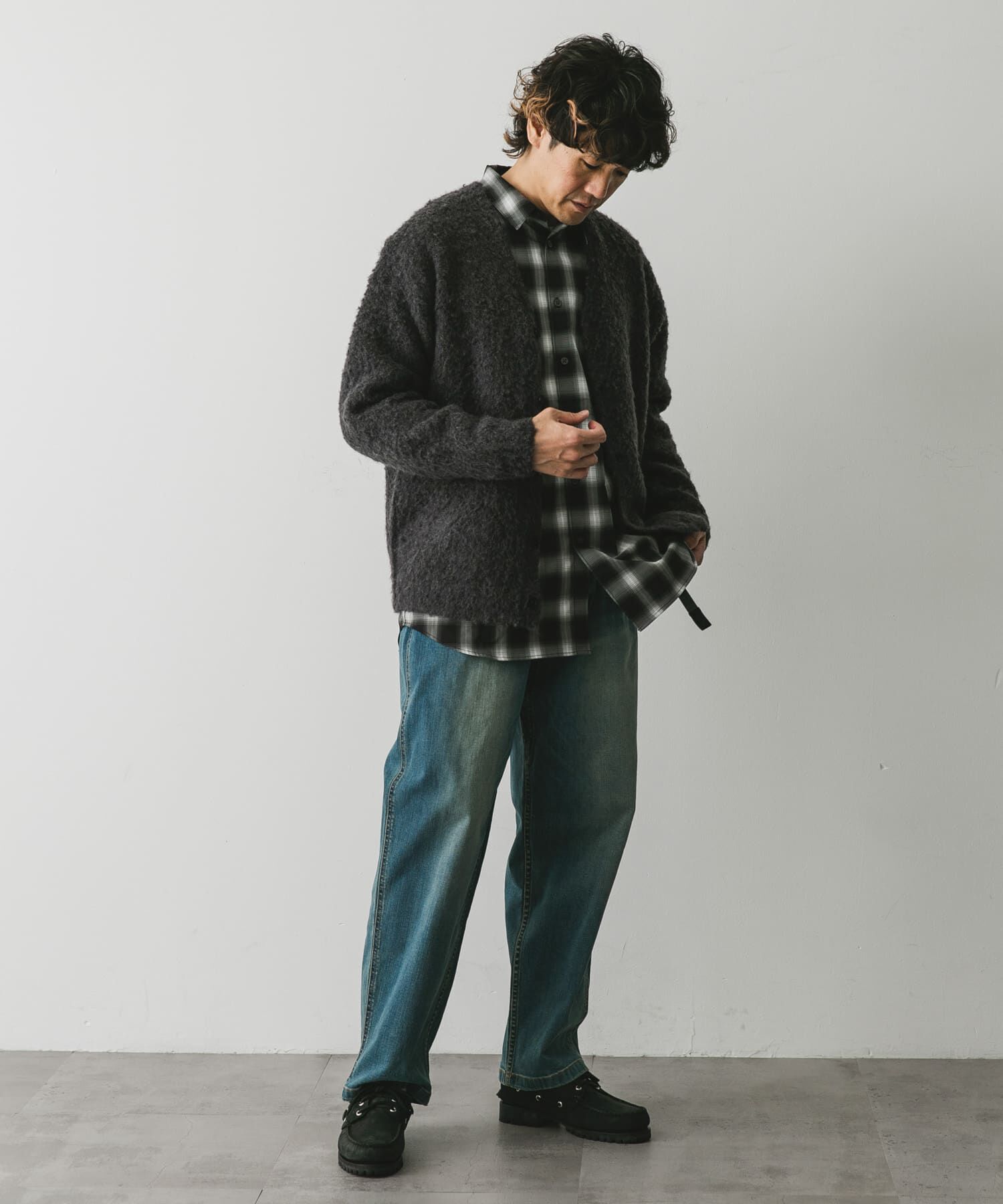 URBAN RESEARCH DOORS「MIXカラー ヘアリーニットカーディガン」|カーディガン|