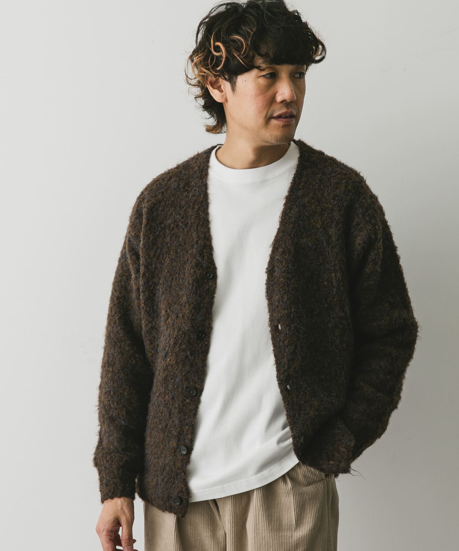 URBAN RESEARCH DOORS「MIXカラー ヘアリーニットカーディガン」|カーディガン|