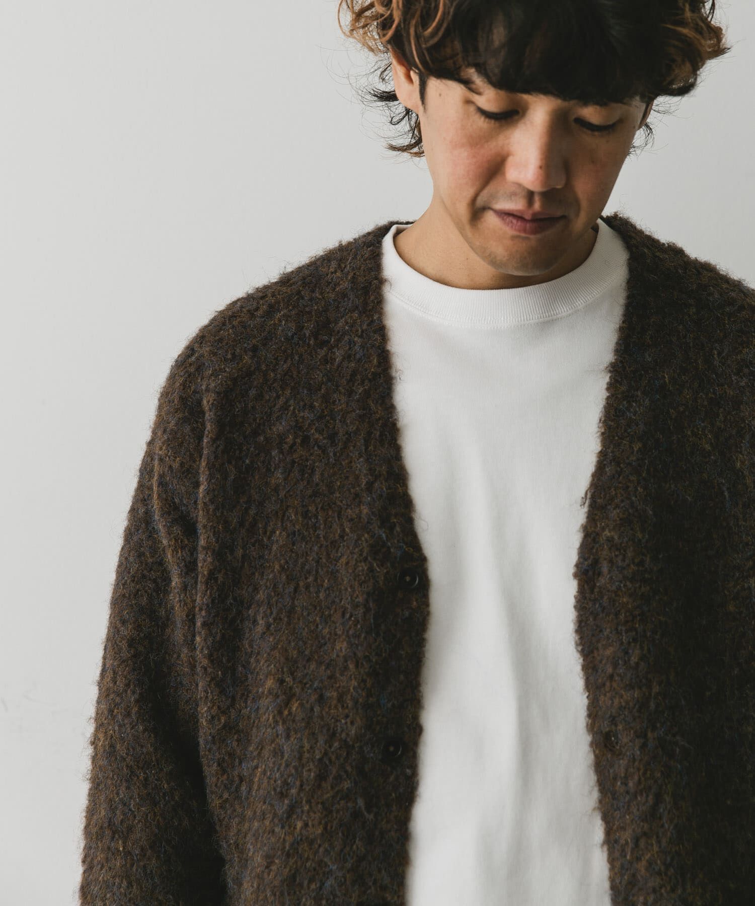 URBAN RESEARCH DOORS「MIXカラー ヘアリーニットカーディガン」|カーディガン|