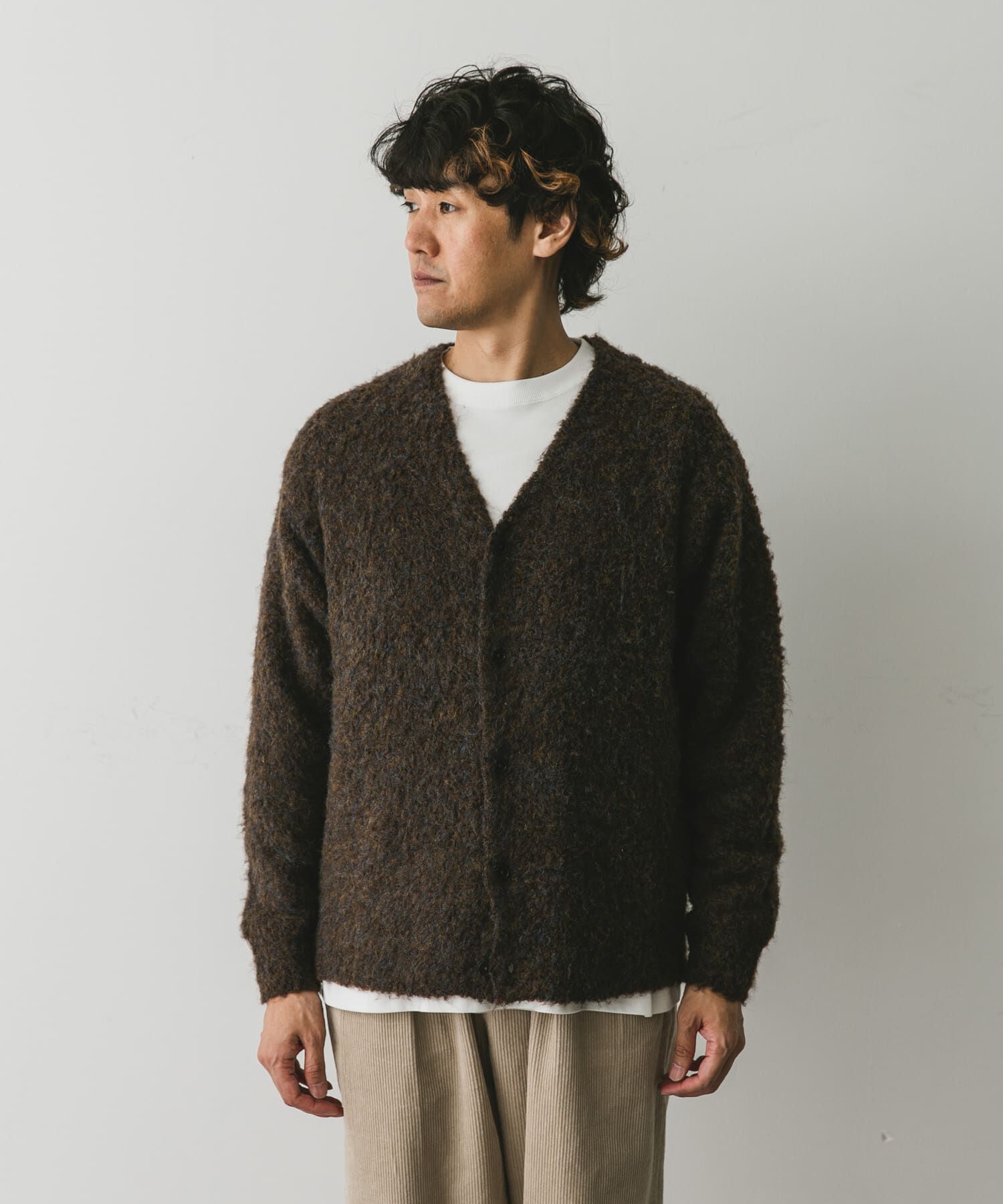 URBAN RESEARCH DOORS「MIXカラー ヘアリーニットカーディガン」|カーディガン|