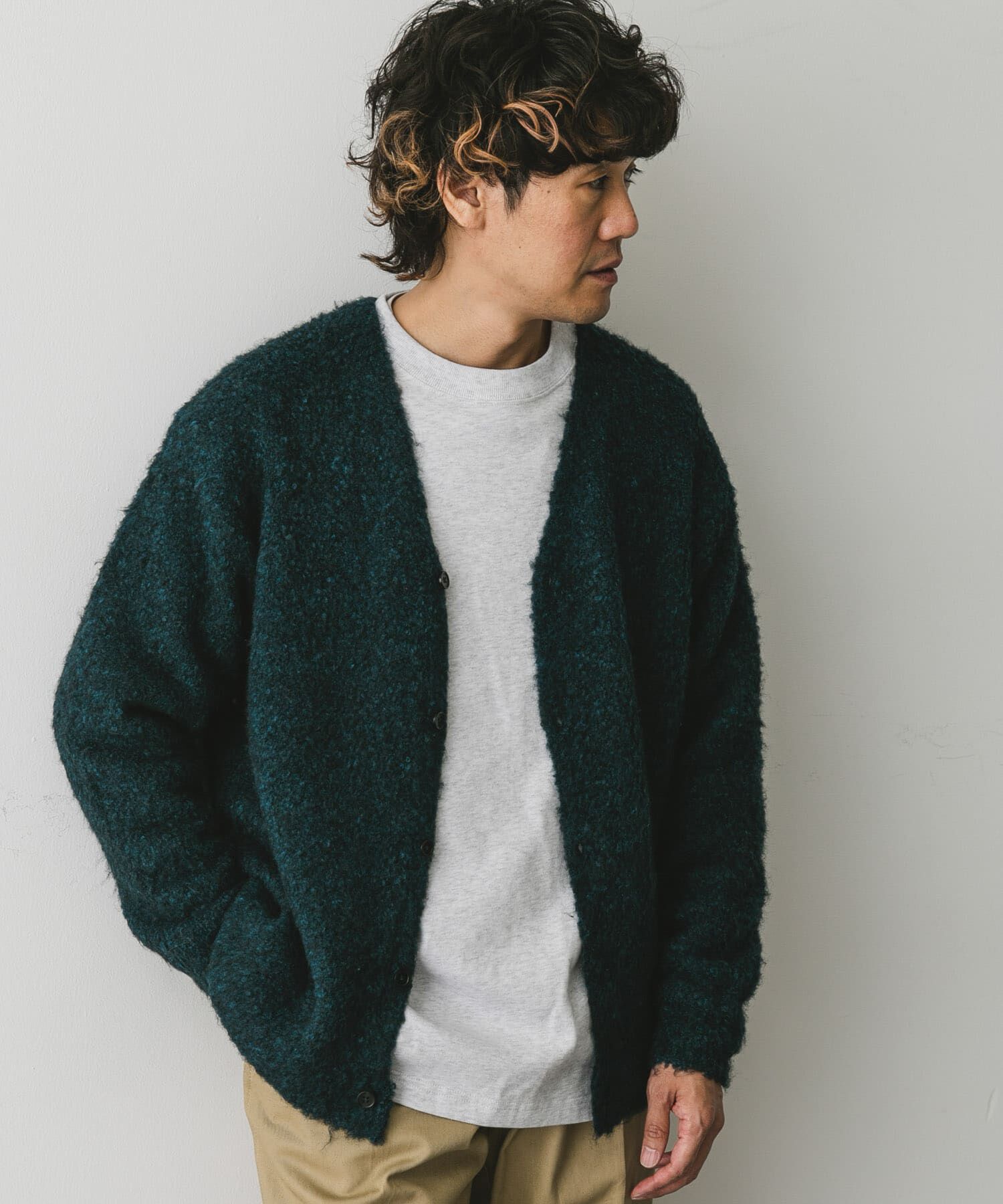 URBAN RESEARCH DOORS「MIXカラー ヘアリーニットカーディガン」|カーディガン|