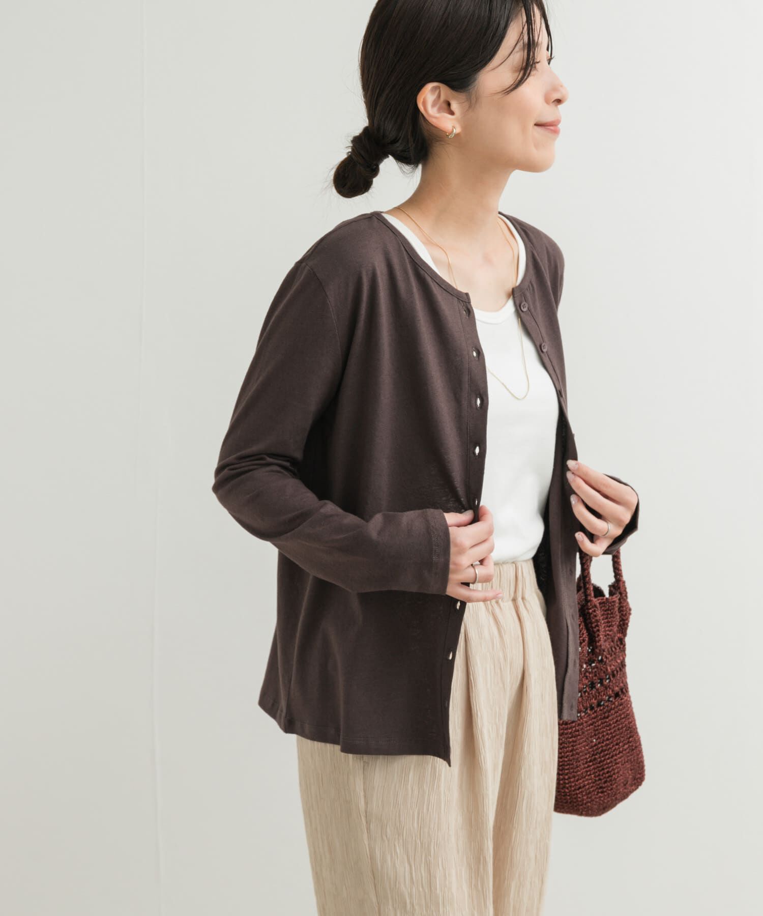 URBAN RESEARCH DOORS「コットンリネンカットカーディガン」|カーディガン|