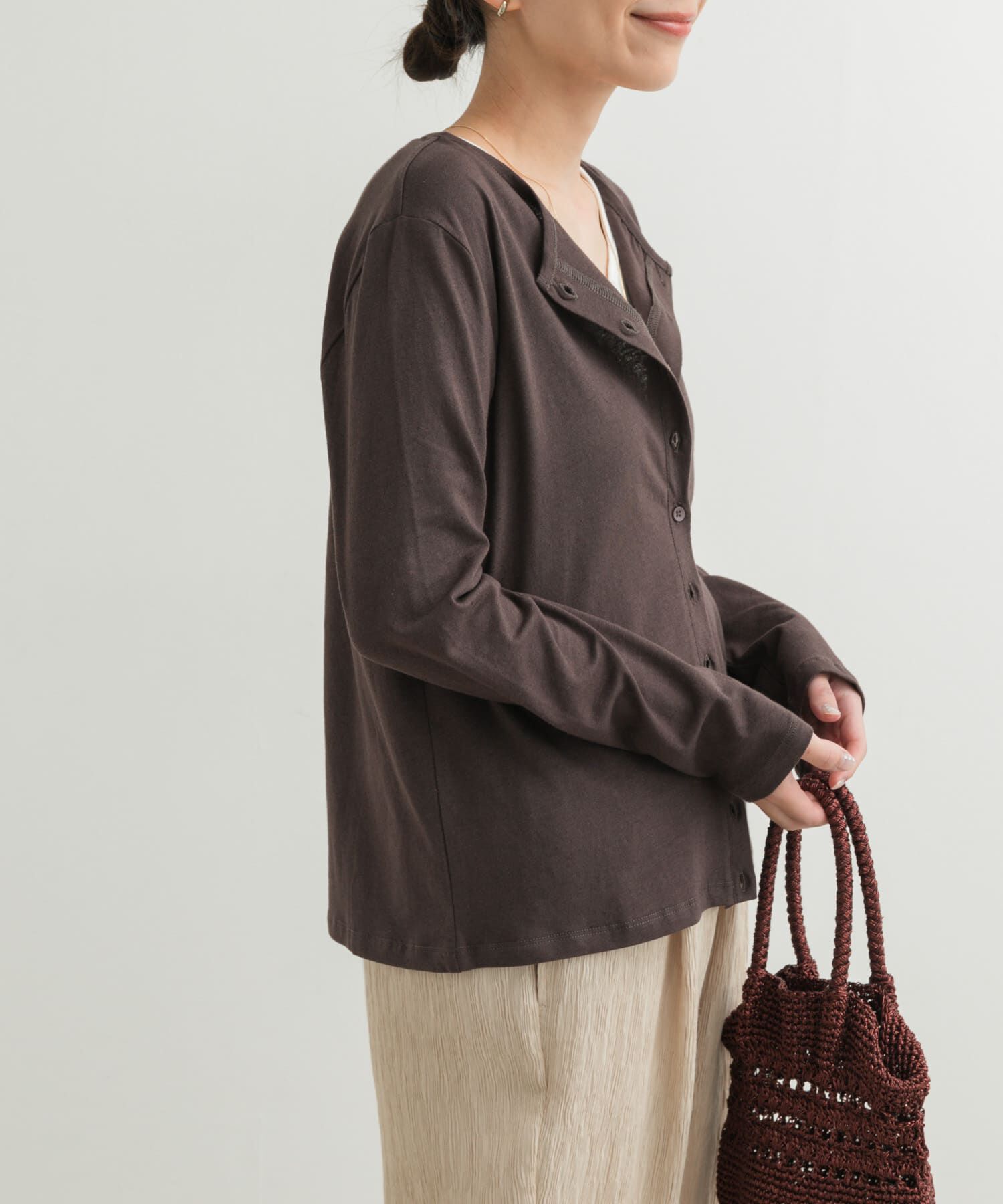 URBAN RESEARCH DOORS「コットンリネンカットカーディガン」|カーディガン|