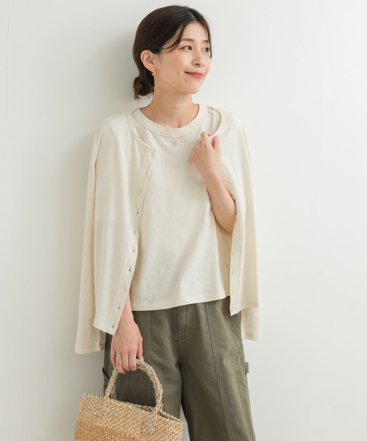 URBAN RESEARCH DOORS「コットンリネンカットカーディガン」|カーディガン|ナチュラル