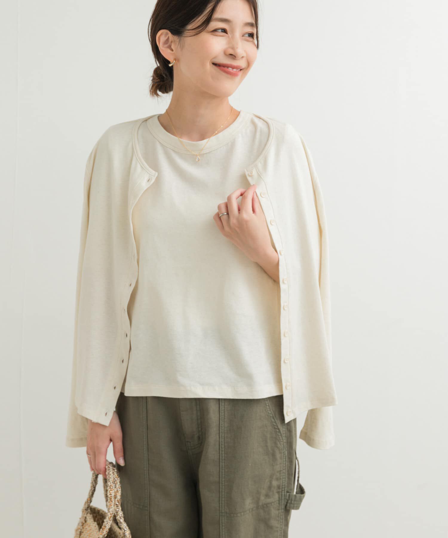 URBAN RESEARCH DOORS「コットンリネンカットカーディガン」|カーディガン|