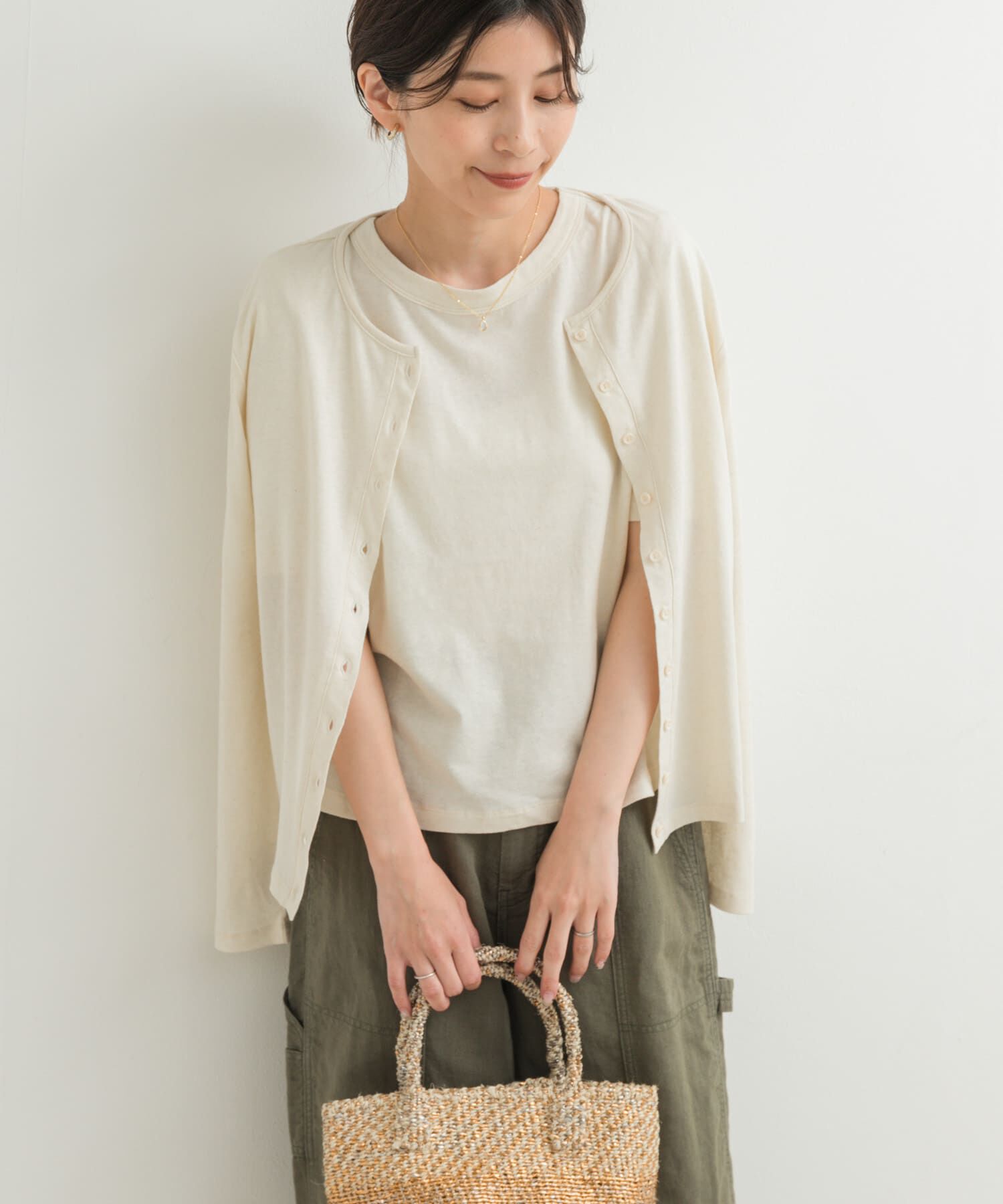 URBAN RESEARCH DOORS「コットンリネンカットカーディガン」|カーディガン|