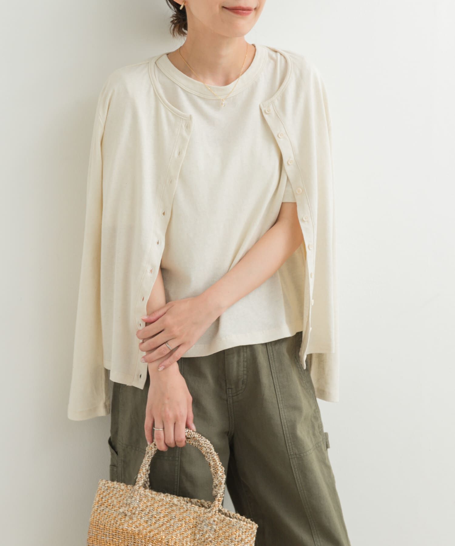 URBAN RESEARCH DOORS「コットンリネンカットカーディガン」|カーディガン|