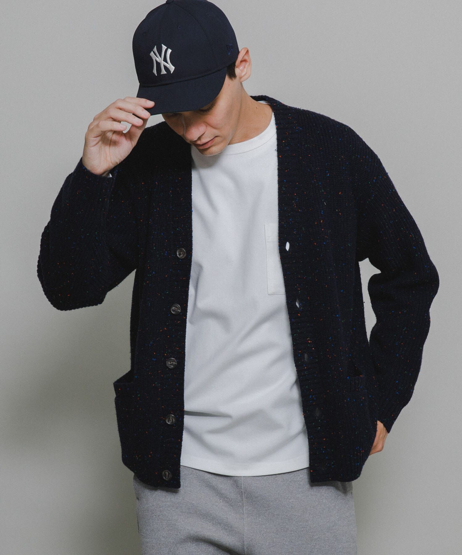 Sonny Label 「ウォッシャブルウール混ネップカーディガン」|カーディガン|ネイビー