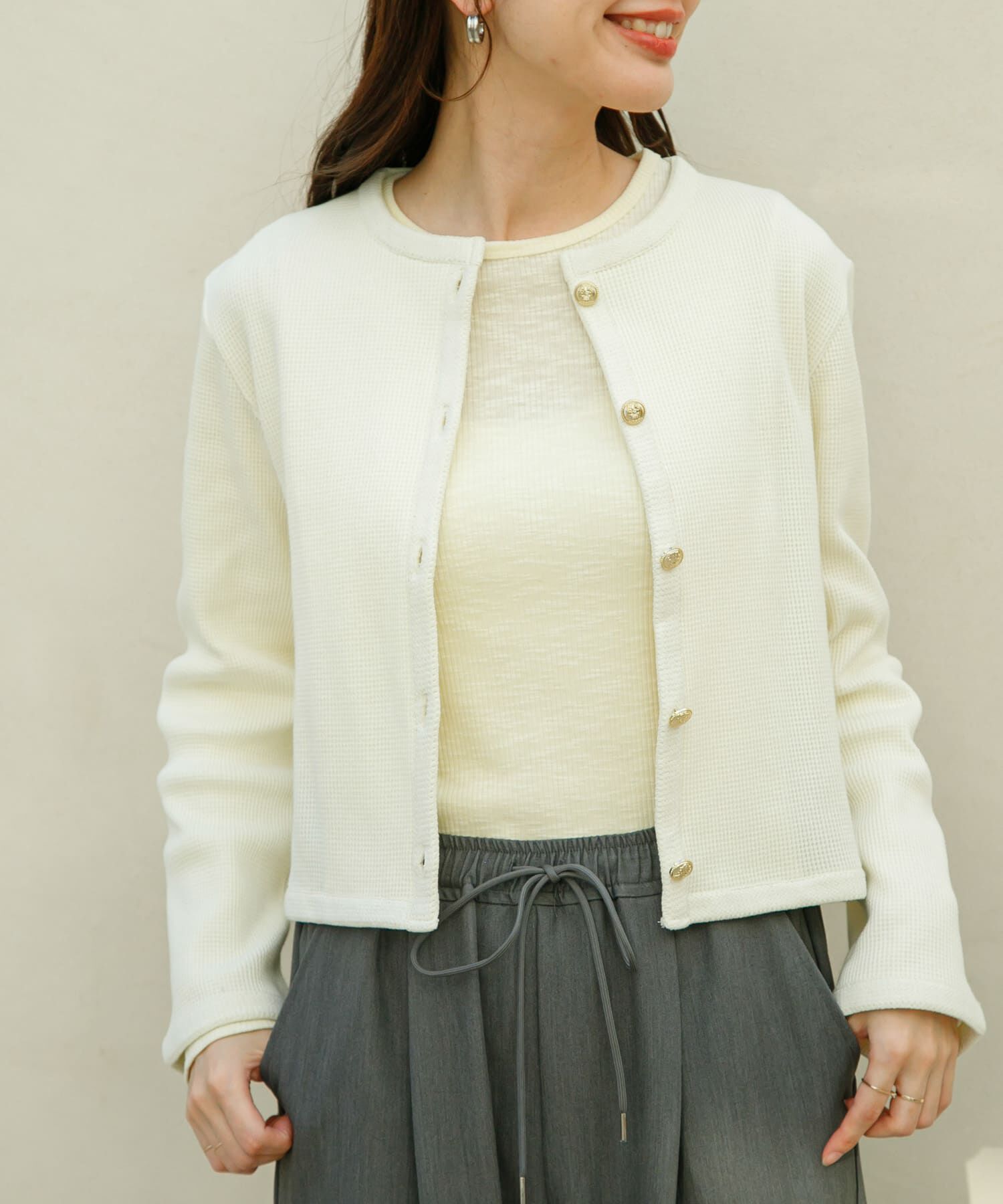 Sonny Label 「『WEB/一部店舗限定』金ボタンワッフルカーディガン」|カーディガン|