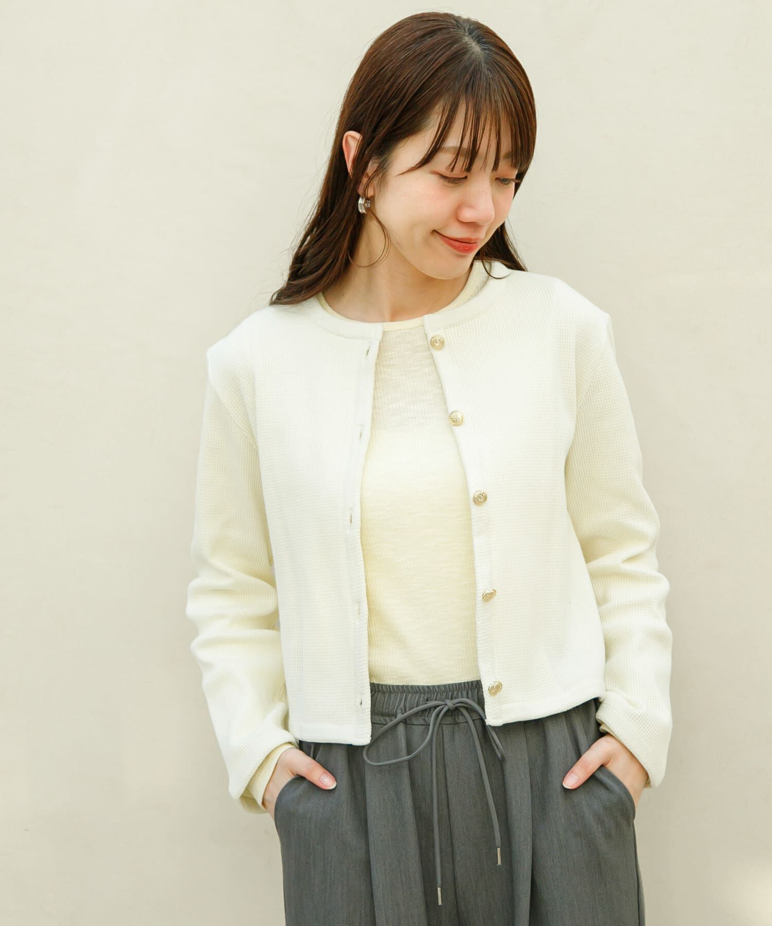 Sonny Label 「『WEB/一部店舗限定』金ボタンワッフルカーディガン」|カーディガン|
