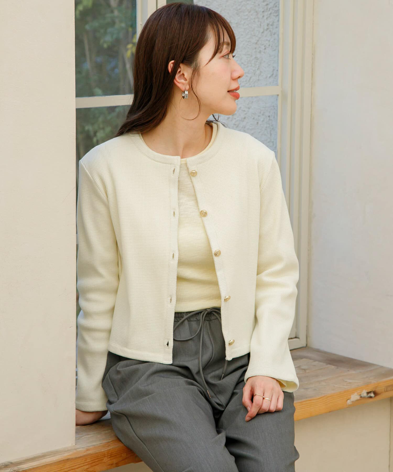 Sonny Label 「『WEB/一部店舗限定』金ボタンワッフルカーディガン」|カーディガン|
