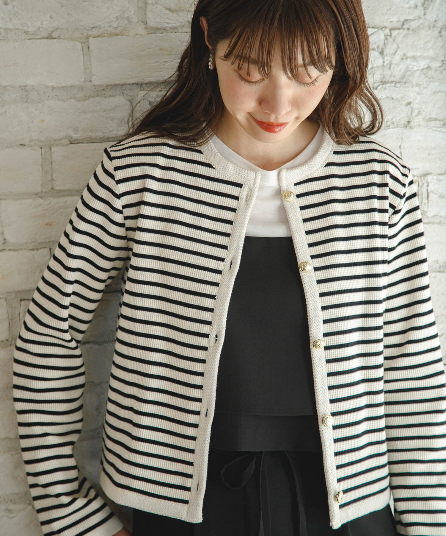 Sonny Label 「『WEB/一部店舗限定』金ボタンワッフルカーディガン」|カーディガン|