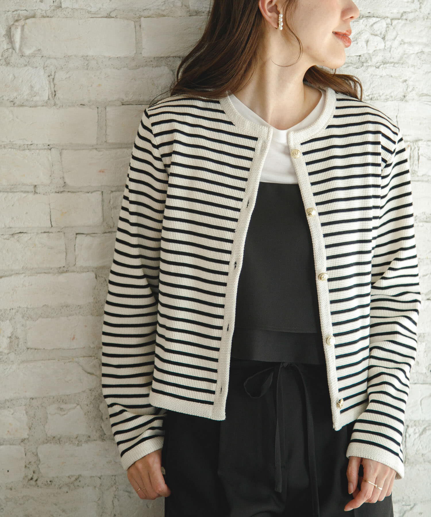 Sonny Label 「『WEB/一部店舗限定』金ボタンワッフルカーディガン」|カーディガン|