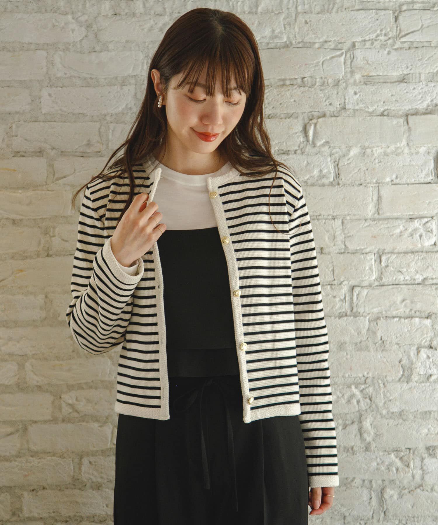 Sonny Label 「『WEB/一部店舗限定』金ボタンワッフルカーディガン」|カーディガン|