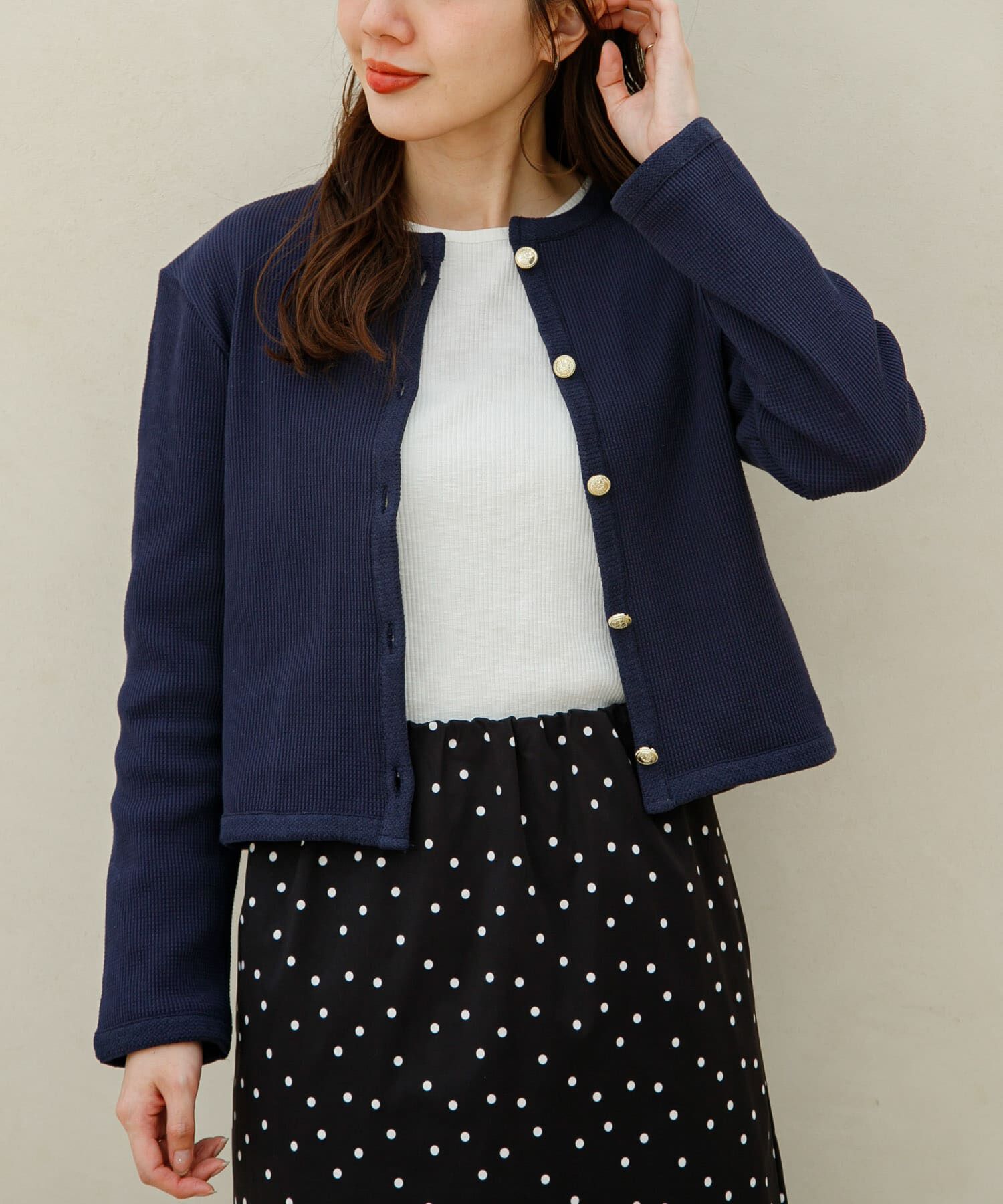 Sonny Label 「『WEB/一部店舗限定』金ボタンワッフルカーディガン」|カーディガン|