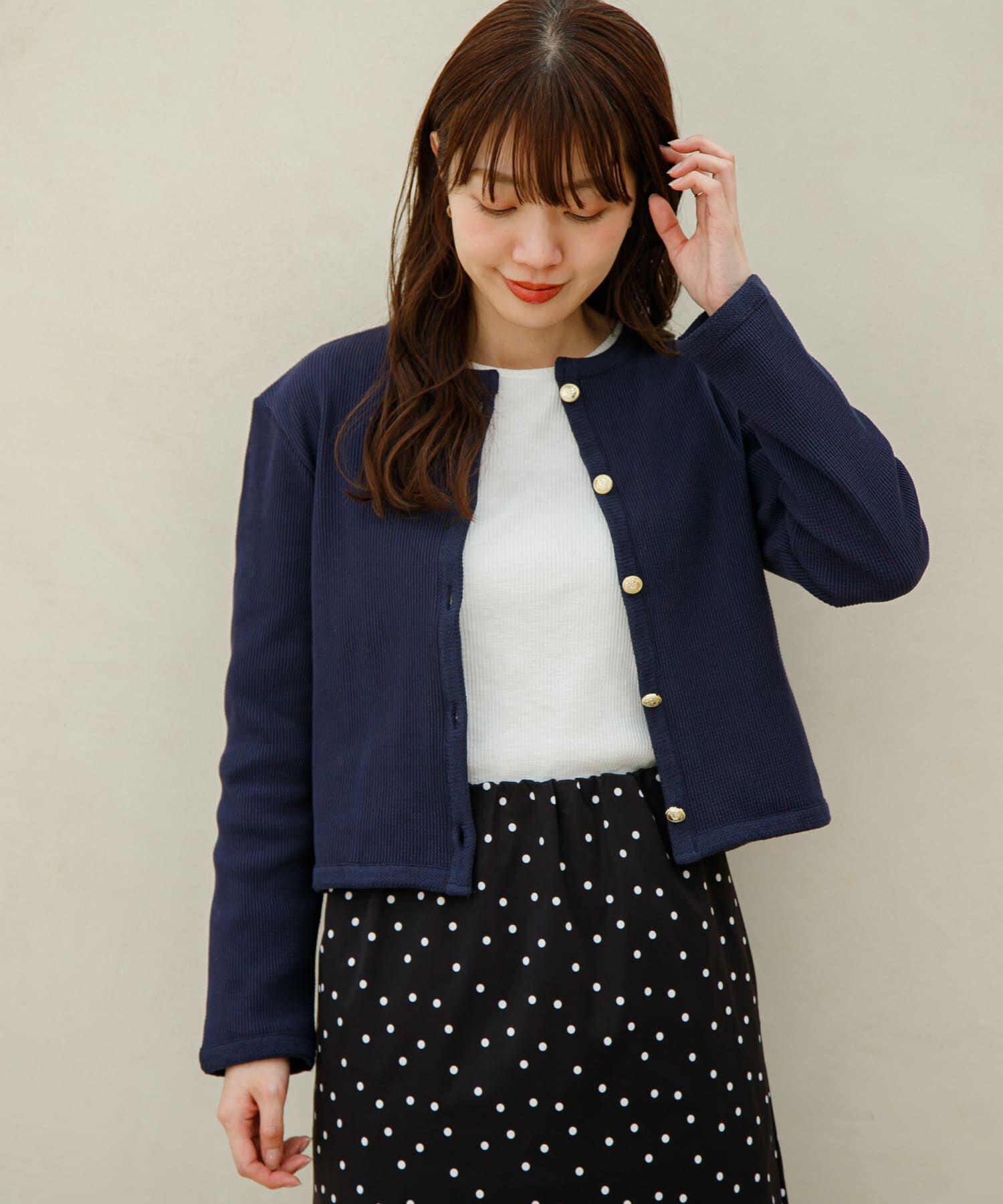 Sonny Label 「『WEB/一部店舗限定』金ボタンワッフルカーディガン」|カーディガン|